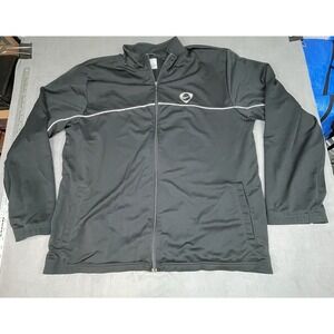 Vintage Y2K Track Jacket Mens XL Black Full Zip Lightweight Baggy Snug Workout